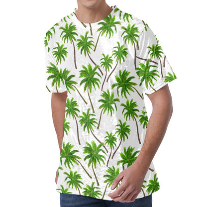Palm Tree Pattern Print Men's Velvet T-Shirt