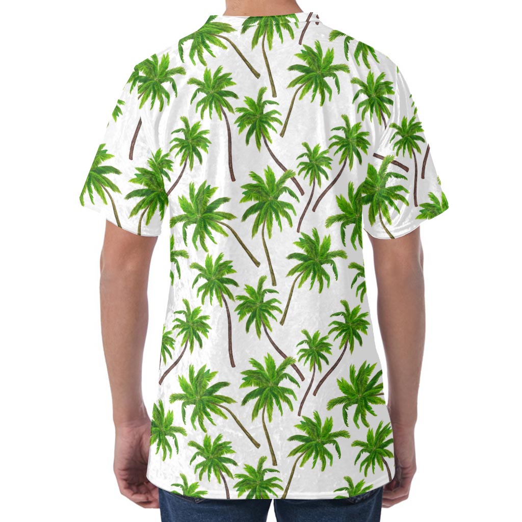 Palm Tree Pattern Print Men's Velvet T-Shirt
