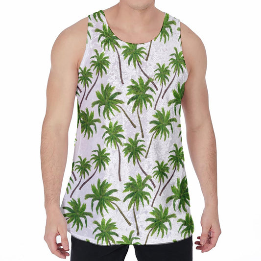 Palm Tree Pattern Print Men's Velvet Tank Top