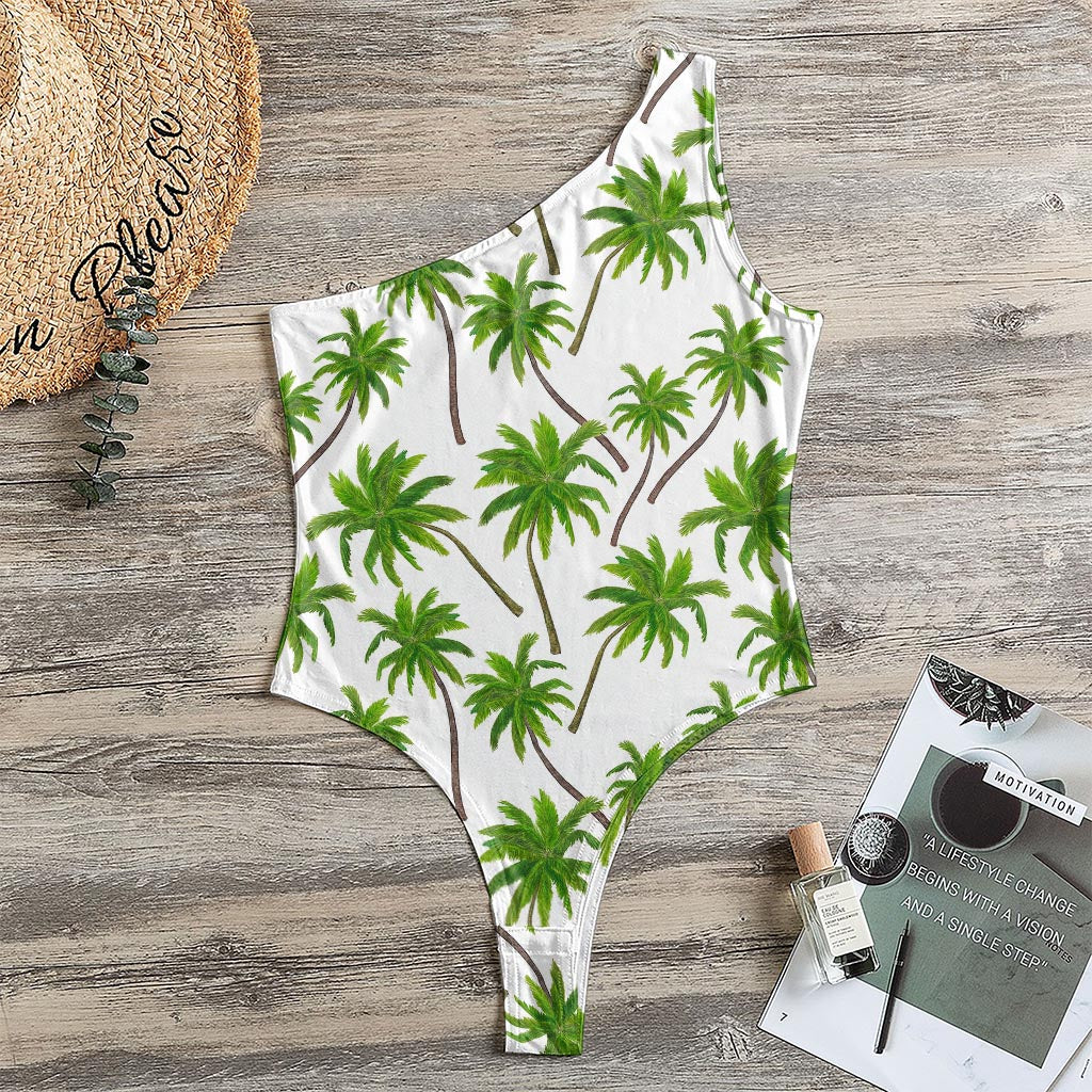 Palm Tree Pattern Print One Shoulder Bodysuit