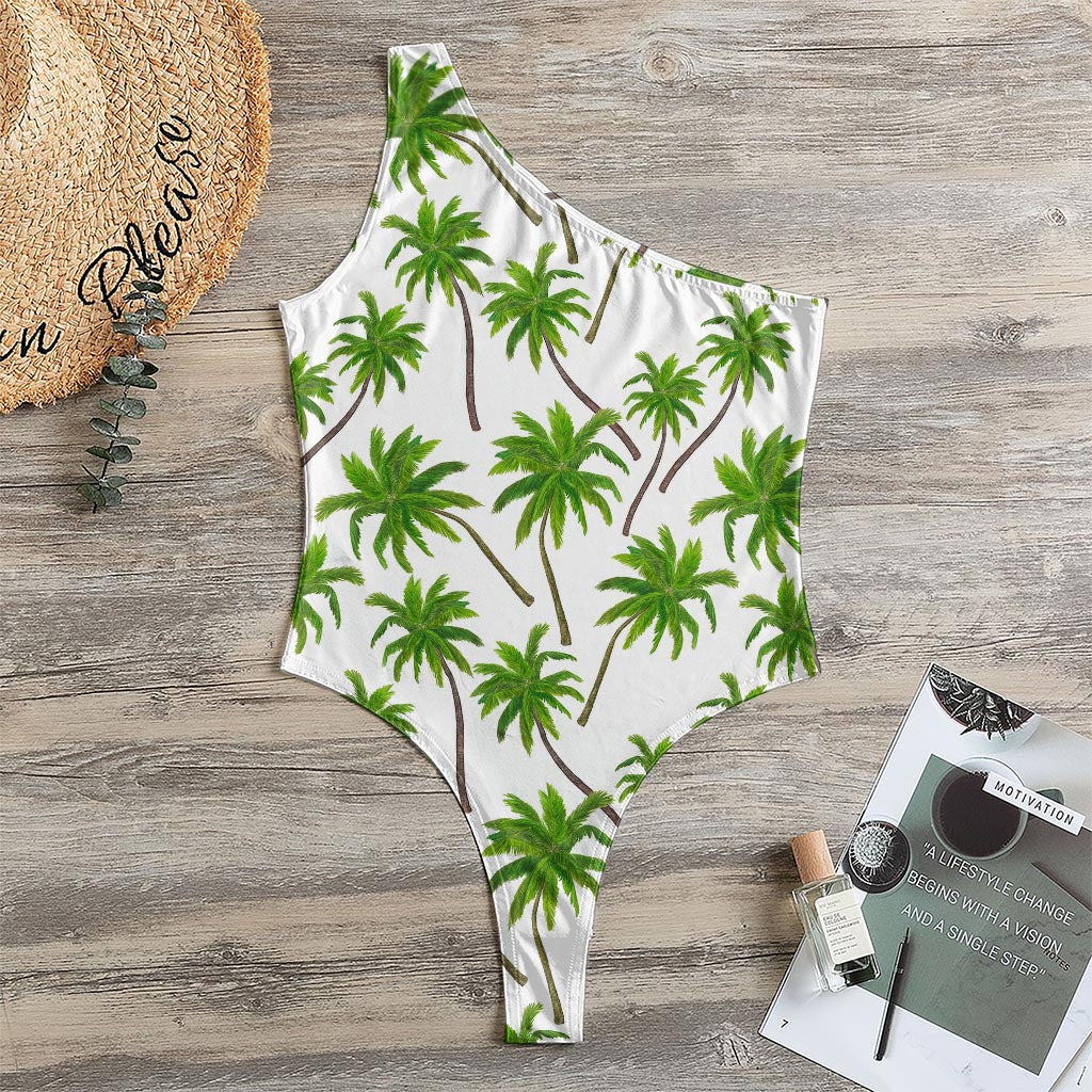 Palm Tree Pattern Print One Shoulder Bodysuit