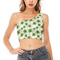 Palm Tree Pattern Print One Shoulder Crop Top