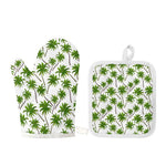 Palm Tree Pattern Print Oven Mitt And Pot Holder Set