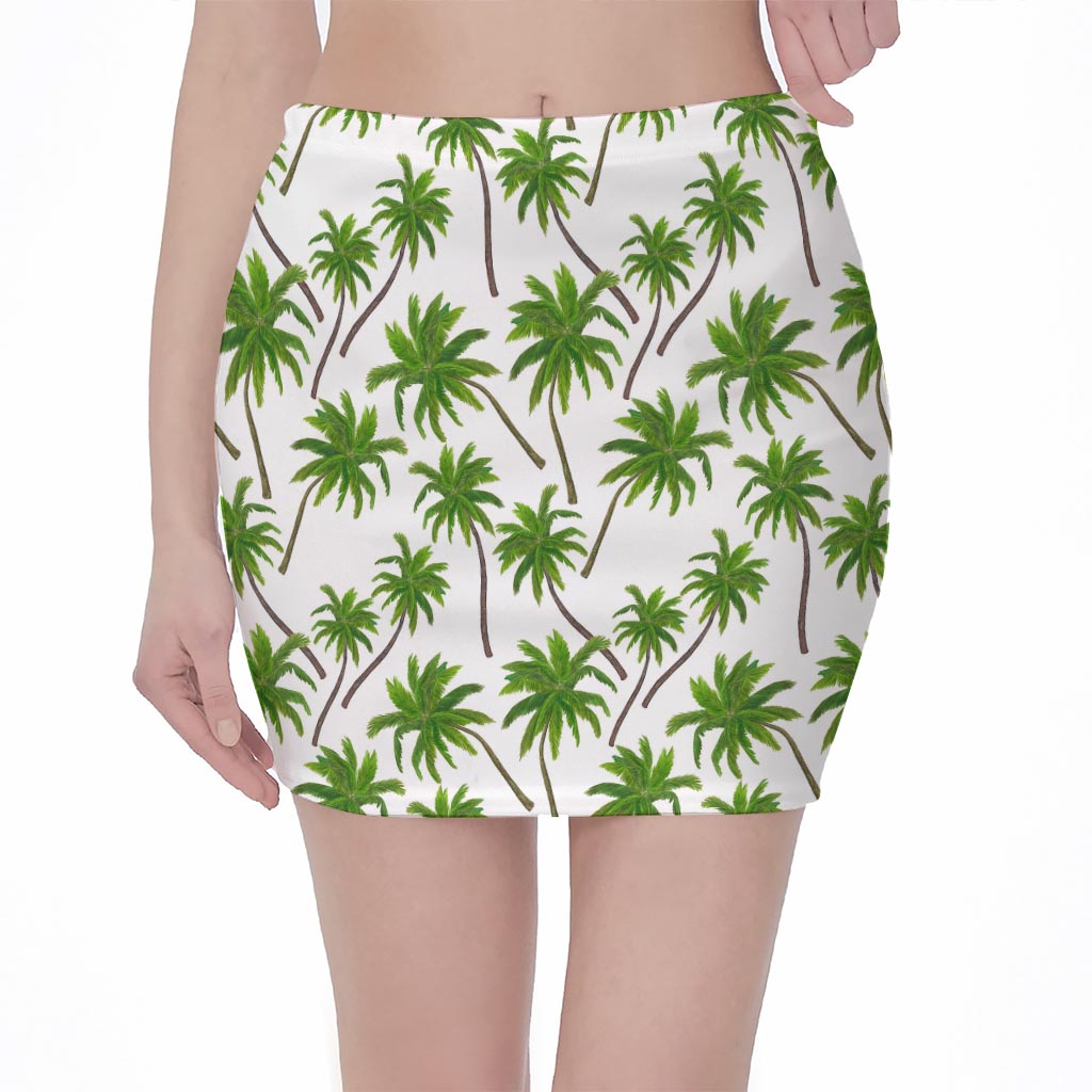 Palm Tree Pattern Print Pencil Mini Skirt
