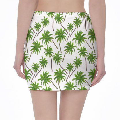 Palm Tree Pattern Print Pencil Mini Skirt