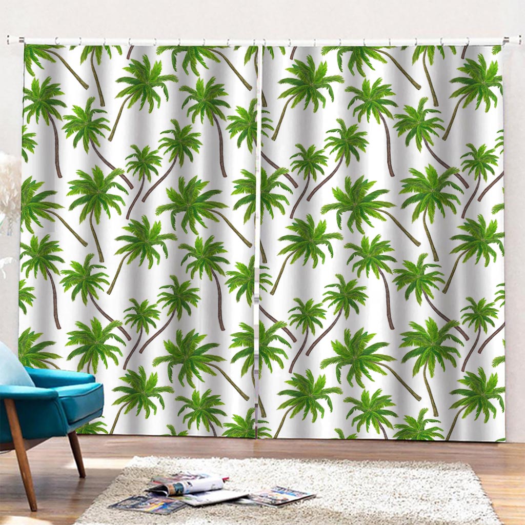 Palm Tree Pattern Print Pencil Pleat Curtains