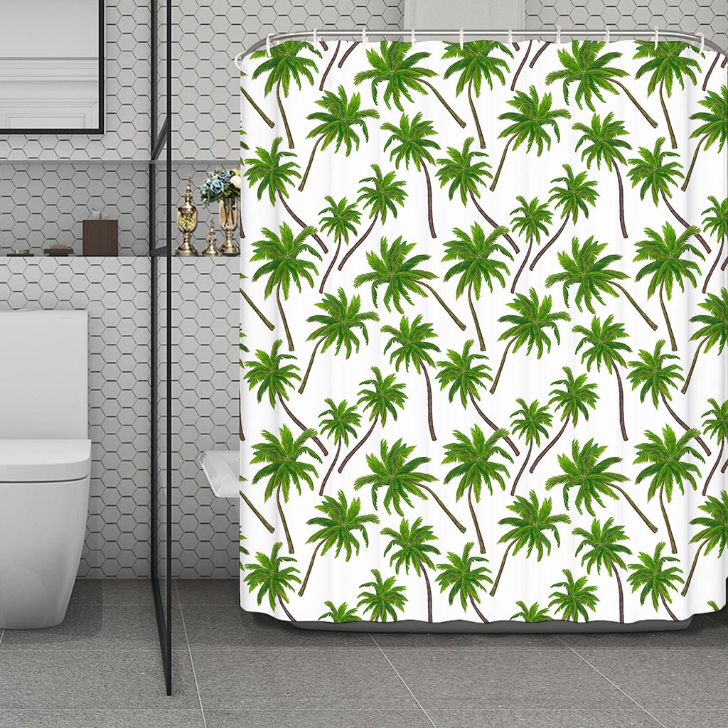 Palm Tree Pattern Print Polyester Shower Curtain