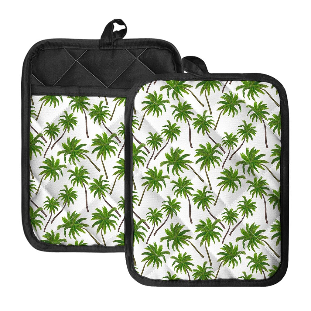 Palm Tree Pattern Print Pot Holders With Pocket