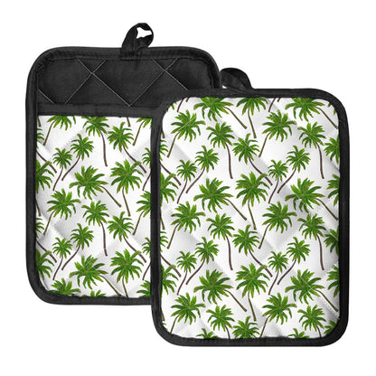 Palm Tree Pattern Print Pot Holders With Pocket