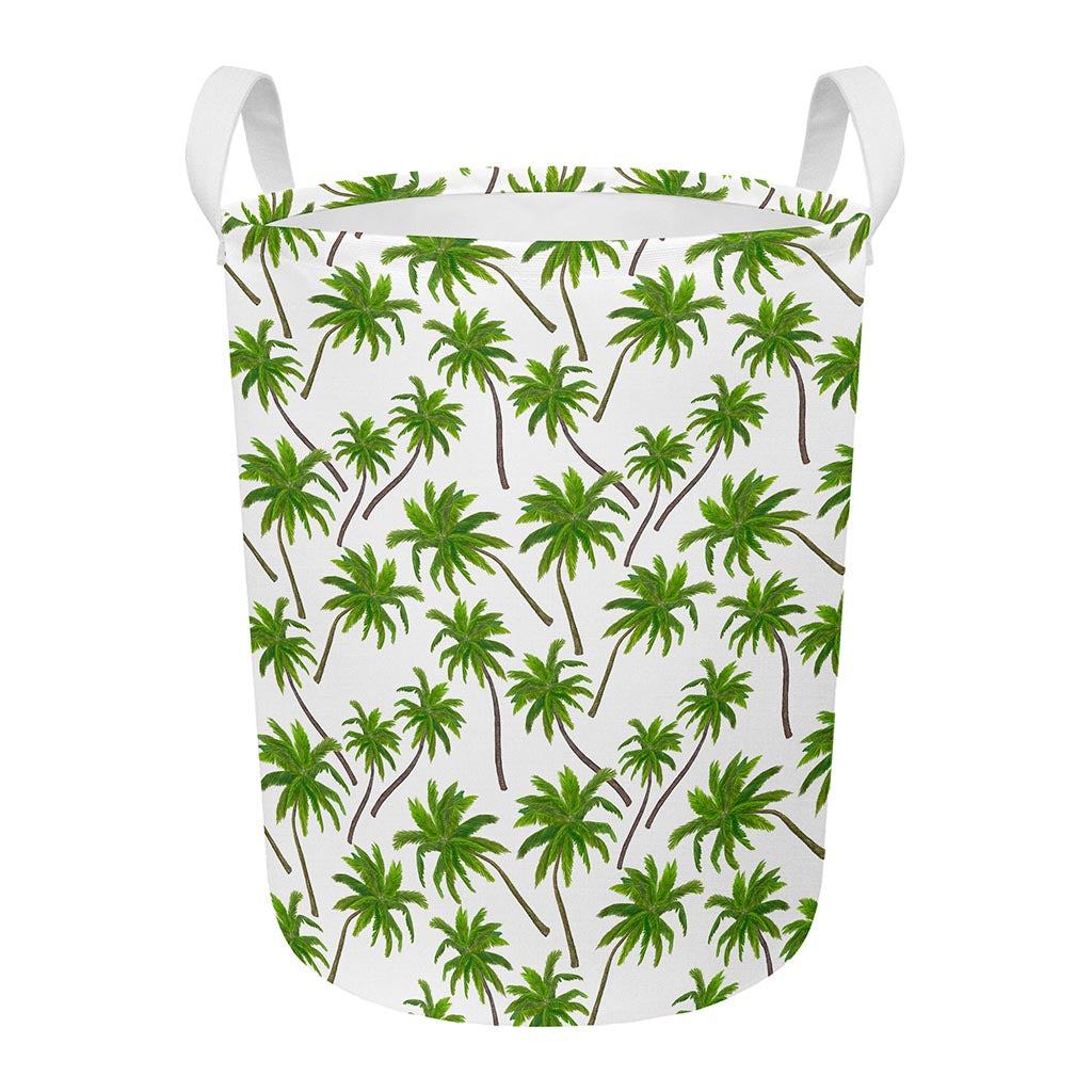 Palm Tree Pattern Print Round Laundry Basket