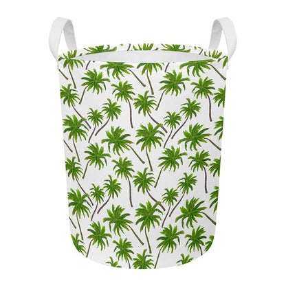 Palm Tree Pattern Print Round Laundry Basket