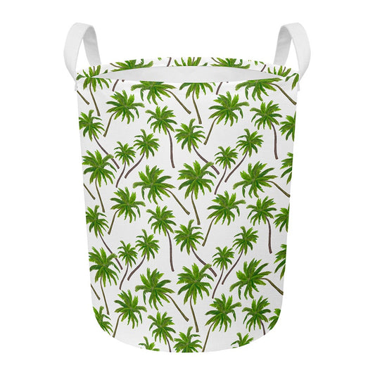 Palm Tree Pattern Print Round Laundry Basket
