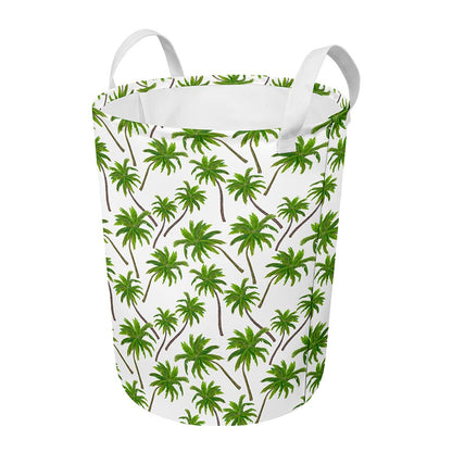 Palm Tree Pattern Print Round Laundry Basket