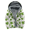 Palm Tree Pattern Print Sherpa Lined Zip Up Hoodie