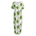 Palm Tree Pattern Print Short Sleeve Long Nightdress