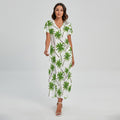 Palm Tree Pattern Print Short Sleeve Maxi Dress
