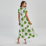 Palm Tree Pattern Print Short Sleeve Maxi Dress