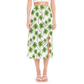 Palm Tree Pattern Print Side Slit Midi Skirt