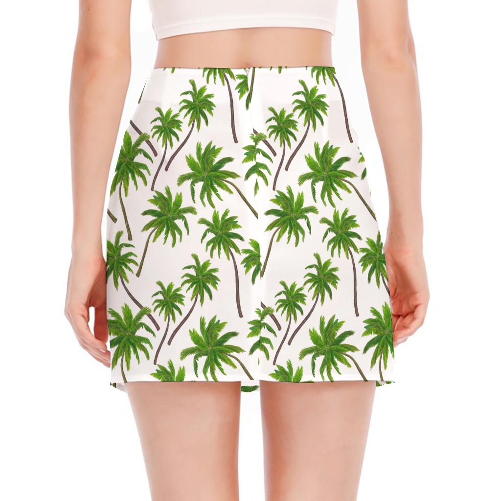 Palm Tree Pattern Print Side Slit Mini Skirt