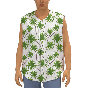 Palm Tree Pattern Print Sleeveless Baseball Jersey