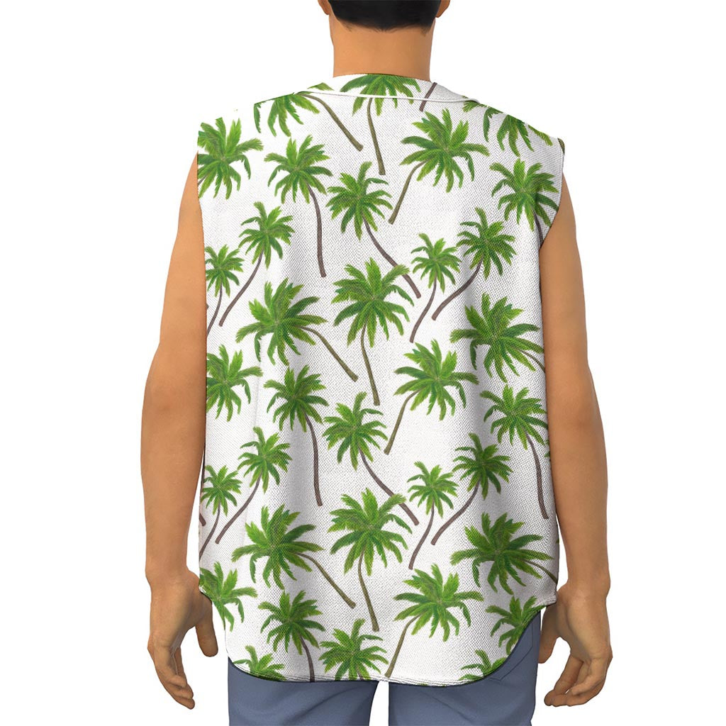 Palm Tree Pattern Print Sleeveless Baseball Jersey