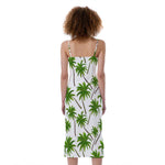 Palm Tree Pattern Print Slim Fit Midi Cami Dress