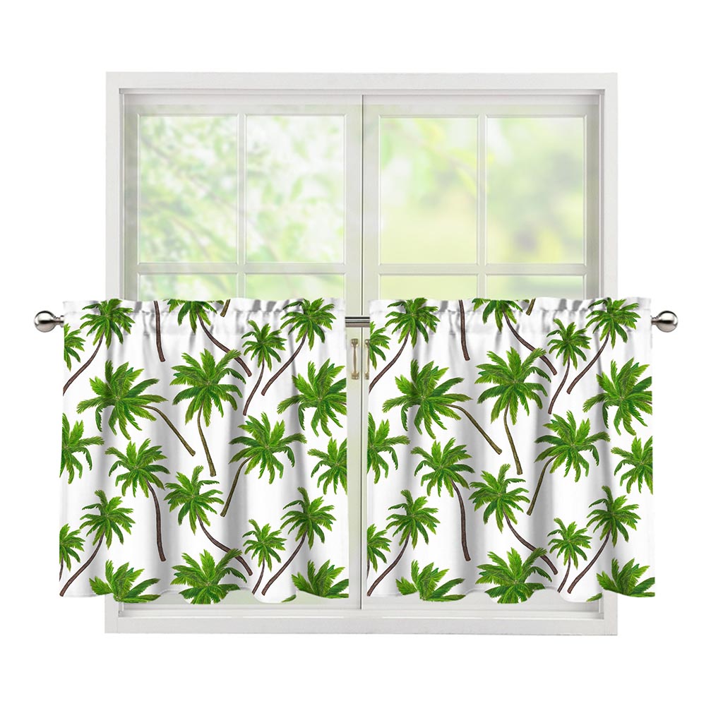 Palm Tree Pattern Print Tier Curtains