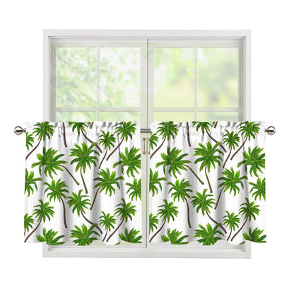 Palm Tree Pattern Print Tier Curtains