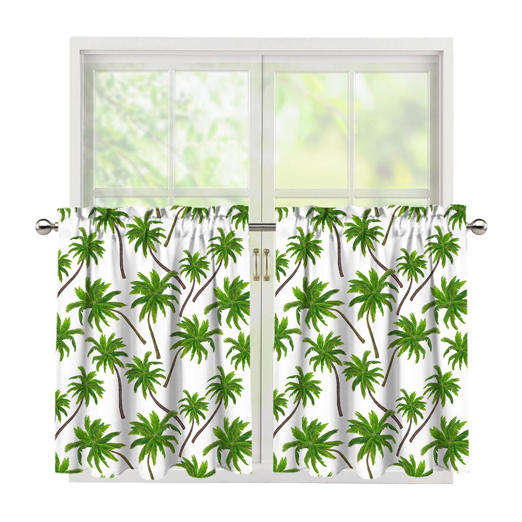 Palm Tree Pattern Print Tier Curtains