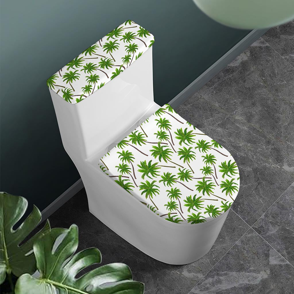 Palm Tree Pattern Print Toilet Lid And Tank Cover Set