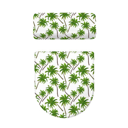 Palm Tree Pattern Print Toilet Lid And Tank Cover Set