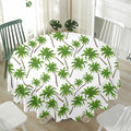 Palm Tree Pattern Print Waterproof Round Tablecloth