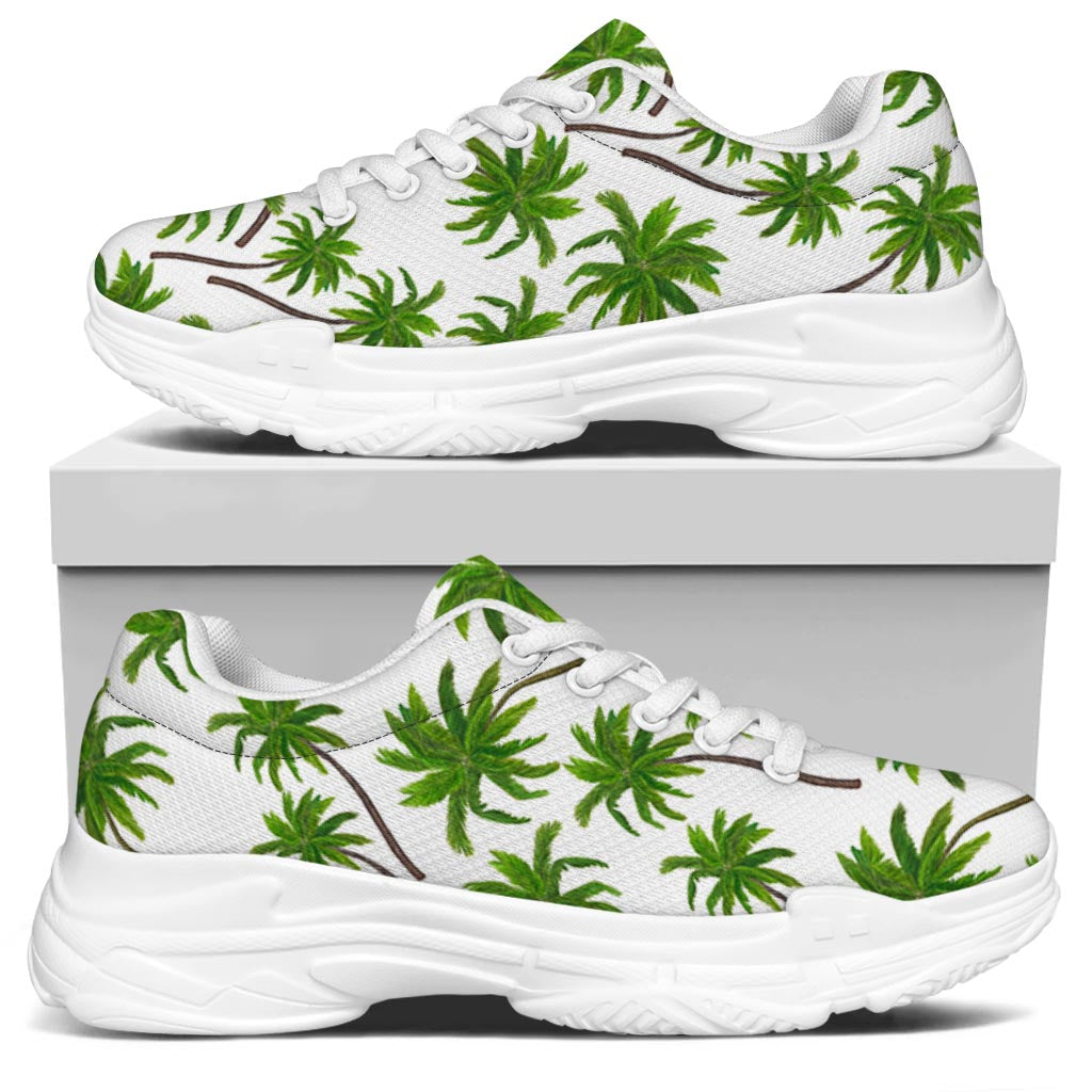 Palm Tree Pattern Print White Chunky Shoes