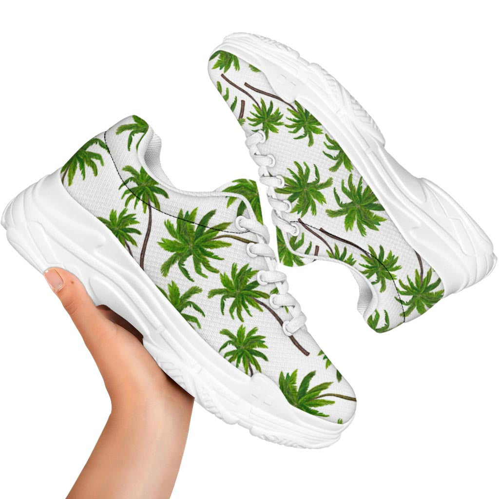 Palm Tree Pattern Print White Chunky Shoes