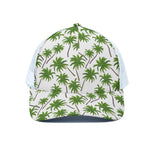 Palm Tree Pattern Print White Mesh Trucker Cap