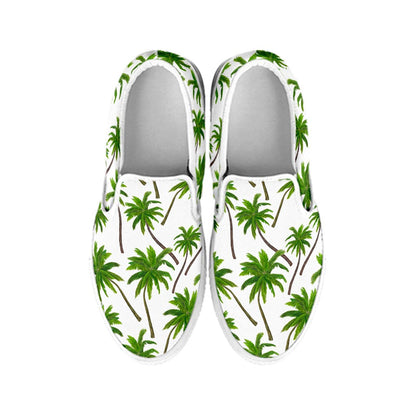Palm Tree Pattern Print White Slip On Sneakers