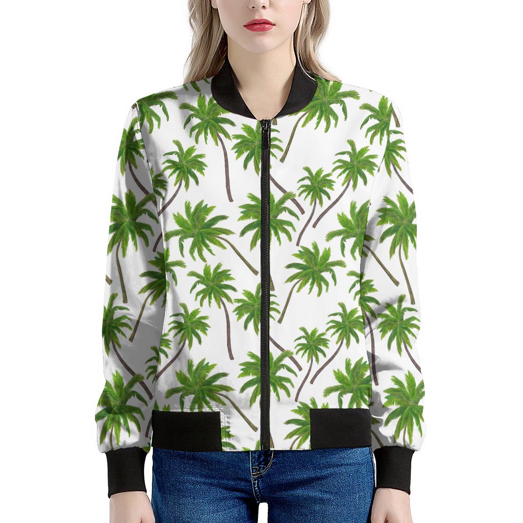 Palm Tree Pattern Print Women's Bomber Jacket