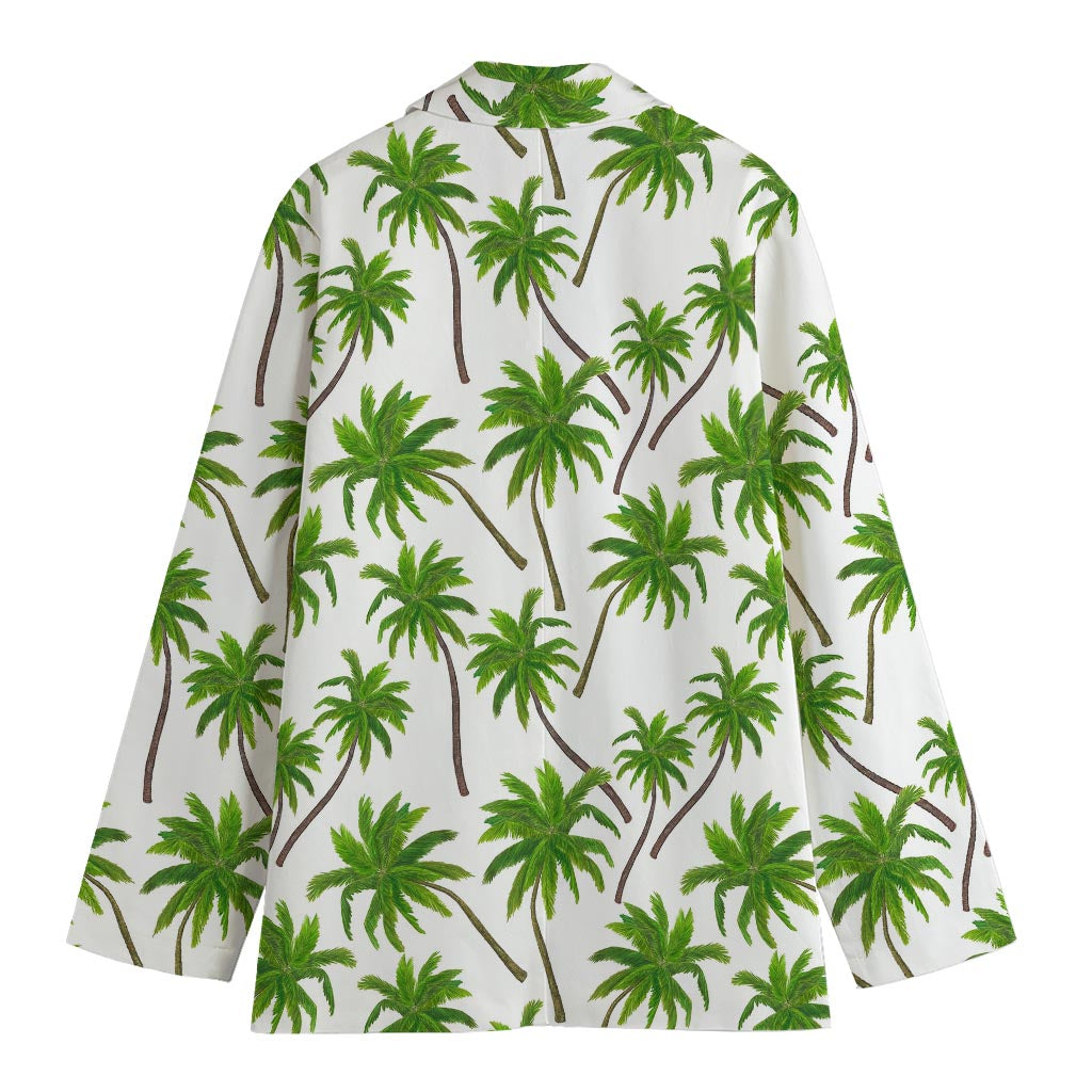 Palm Tree Pattern Print Women's Cotton Blazer