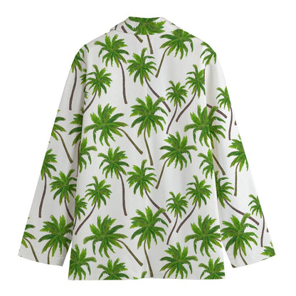 Palm Tree Pattern Print Women's Cotton Blazer