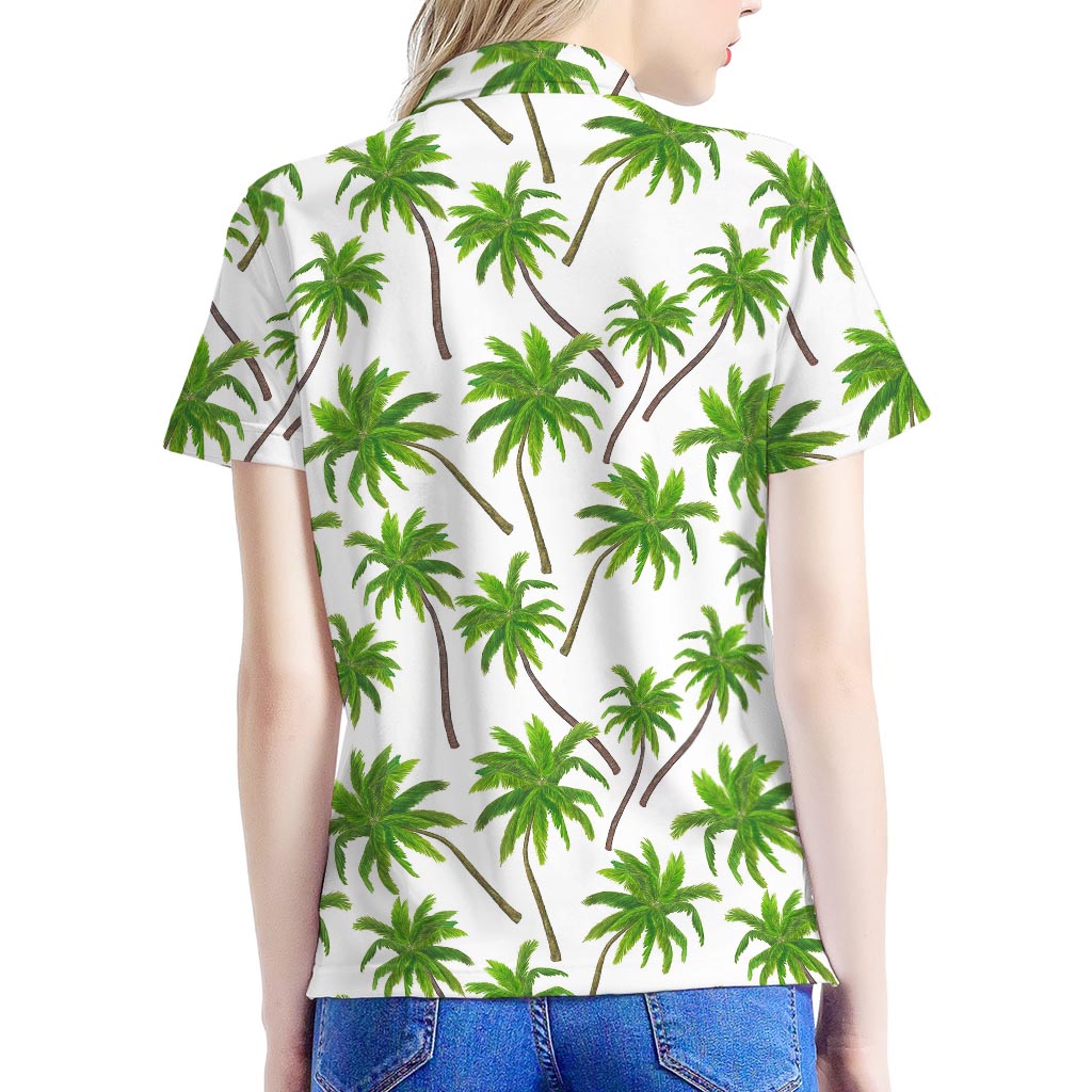 Palm Tree Pattern Print Women's Polo Shirt