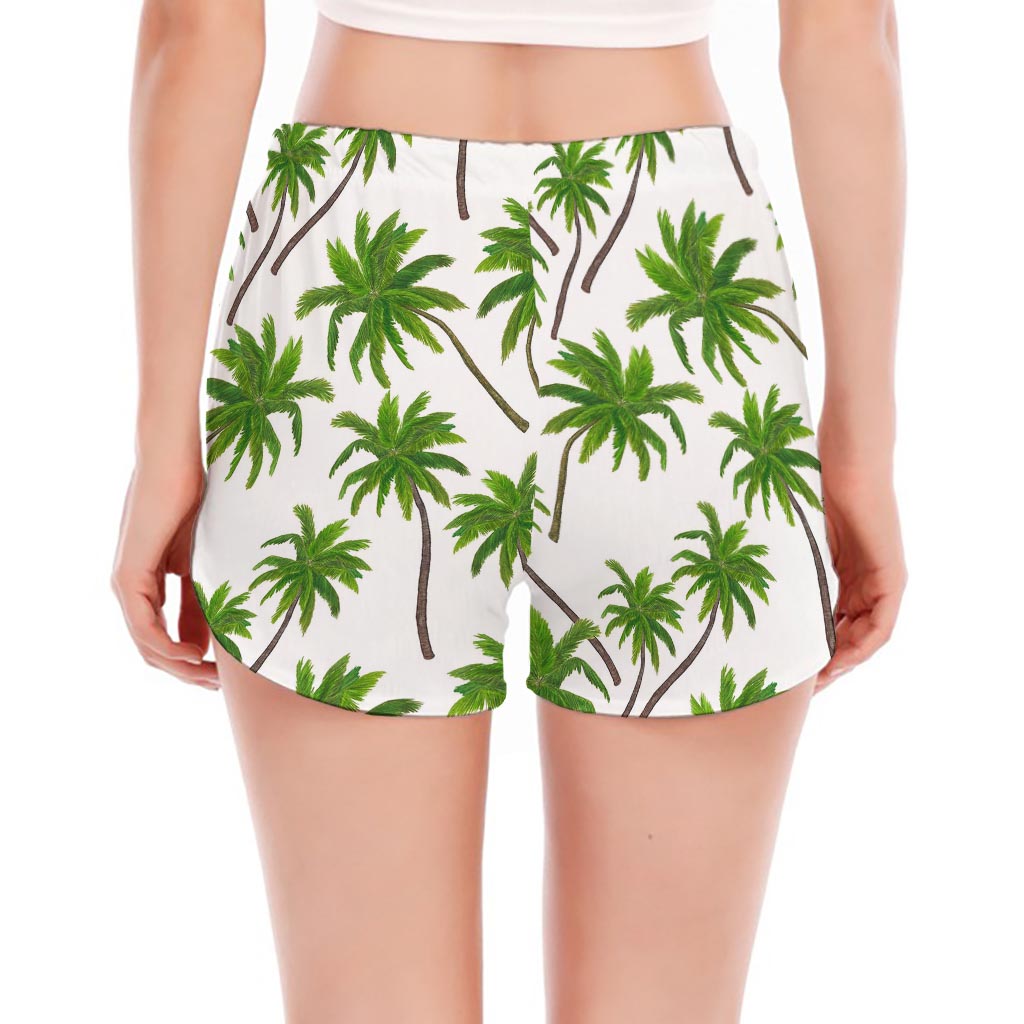 Palm Tree Pattern Print Women's Split Running Shorts