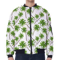 Palm Tree Pattern Print Zip Sleeve Bomber Jacket