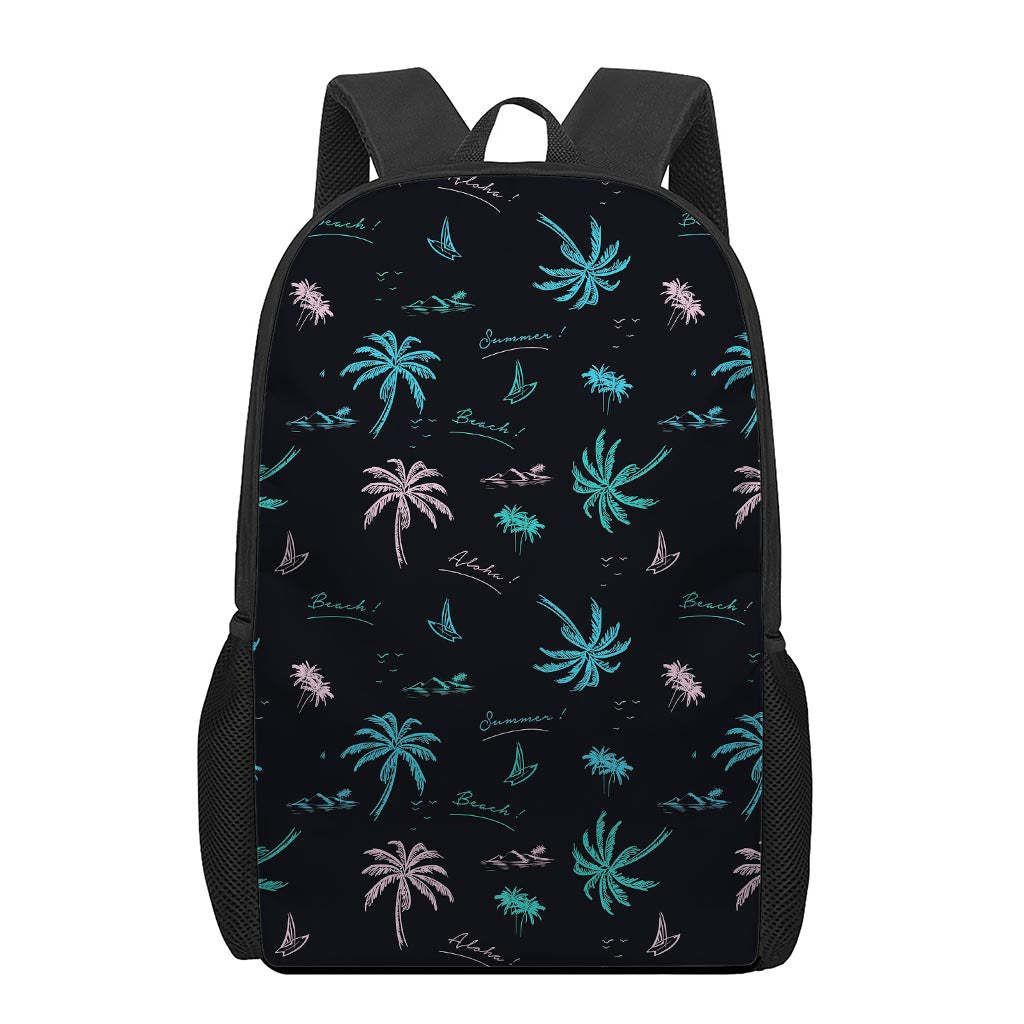 Palm Tree Summer Beach Pattern Print 17 Inch Backpack
