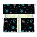 Palm Tree Summer Beach Pattern Print 3 Piece Kitchen Curtains