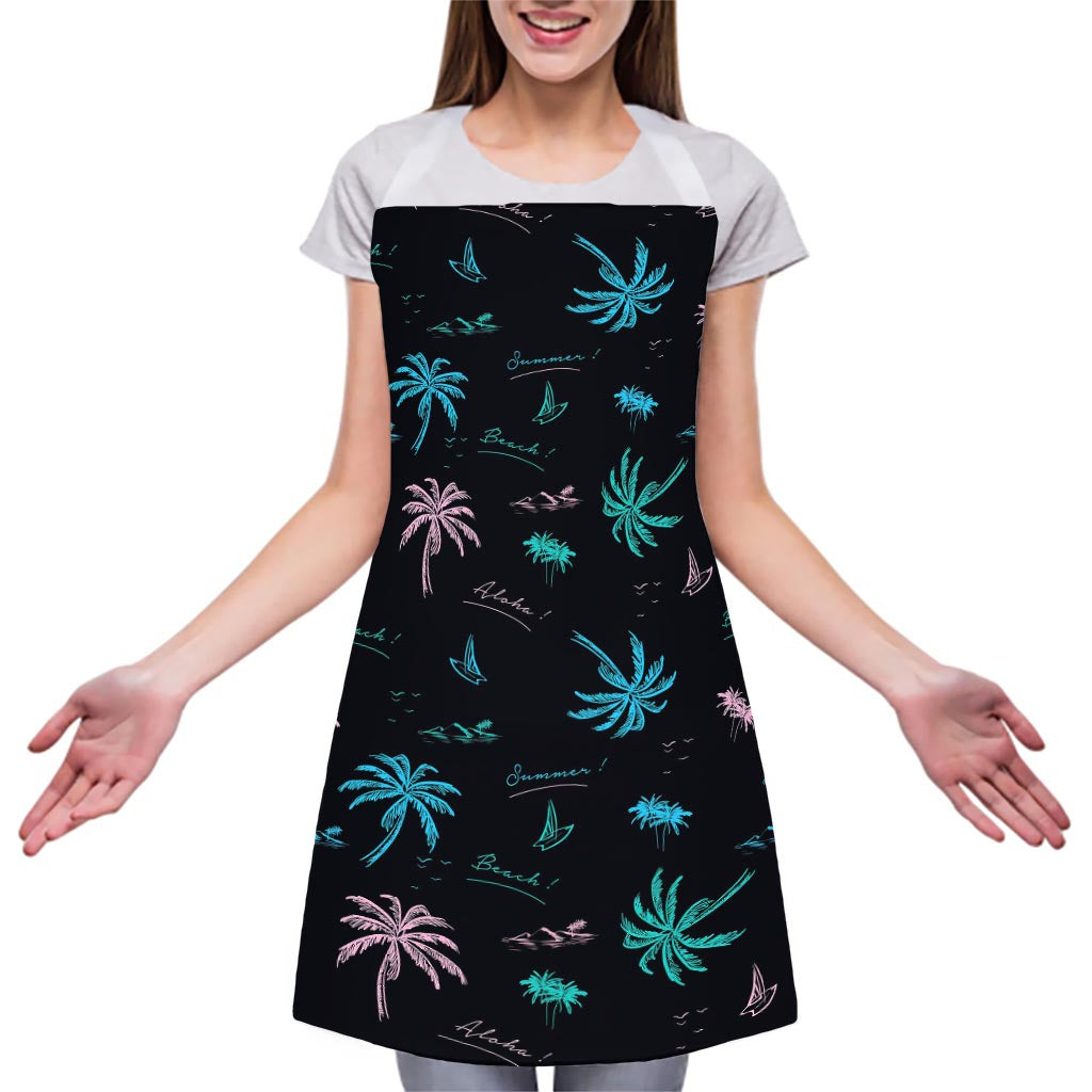 Palm Tree Summer Beach Pattern Print Adjustable Apron