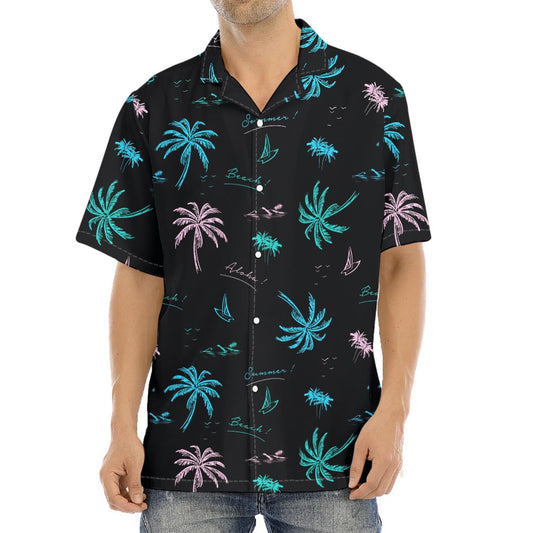 Palm Tree Summer Beach Pattern Print Aloha Shirt