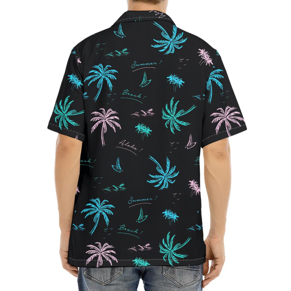 Palm Tree Summer Beach Pattern Print Aloha Shirt