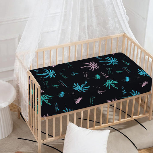 Palm Tree Summer Beach Pattern Print Baby Crib Sheet