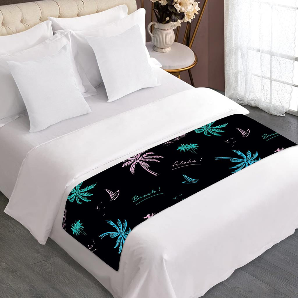 Palm Tree Summer Beach Pattern Print Bed Runner