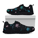 Palm Tree Summer Beach Pattern Print Black Running Shoes